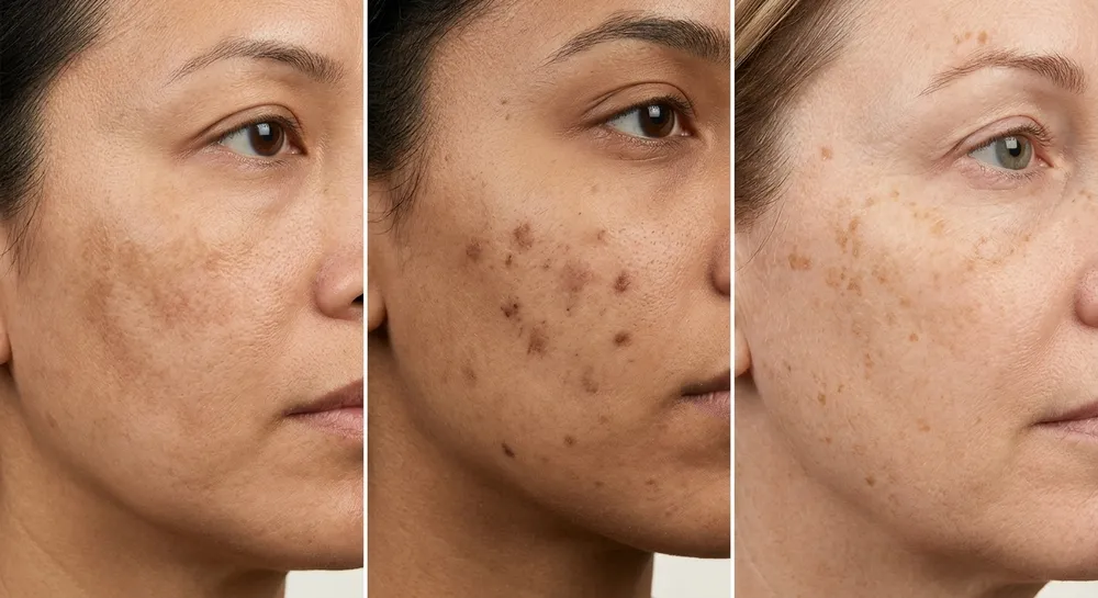 Tipos de manchas en la piel: melasma, hiperpigmentación postinflamatoria y léntigos solares