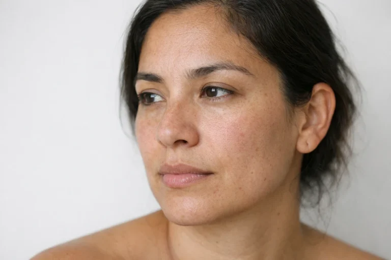 mujer con piel sensible y tono irregular tratada con ácido azelaico